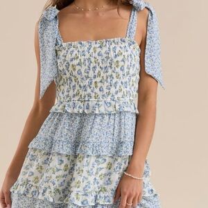 NEW Altar’d State Blue and Green Floral Mini Dress Size XL NWT